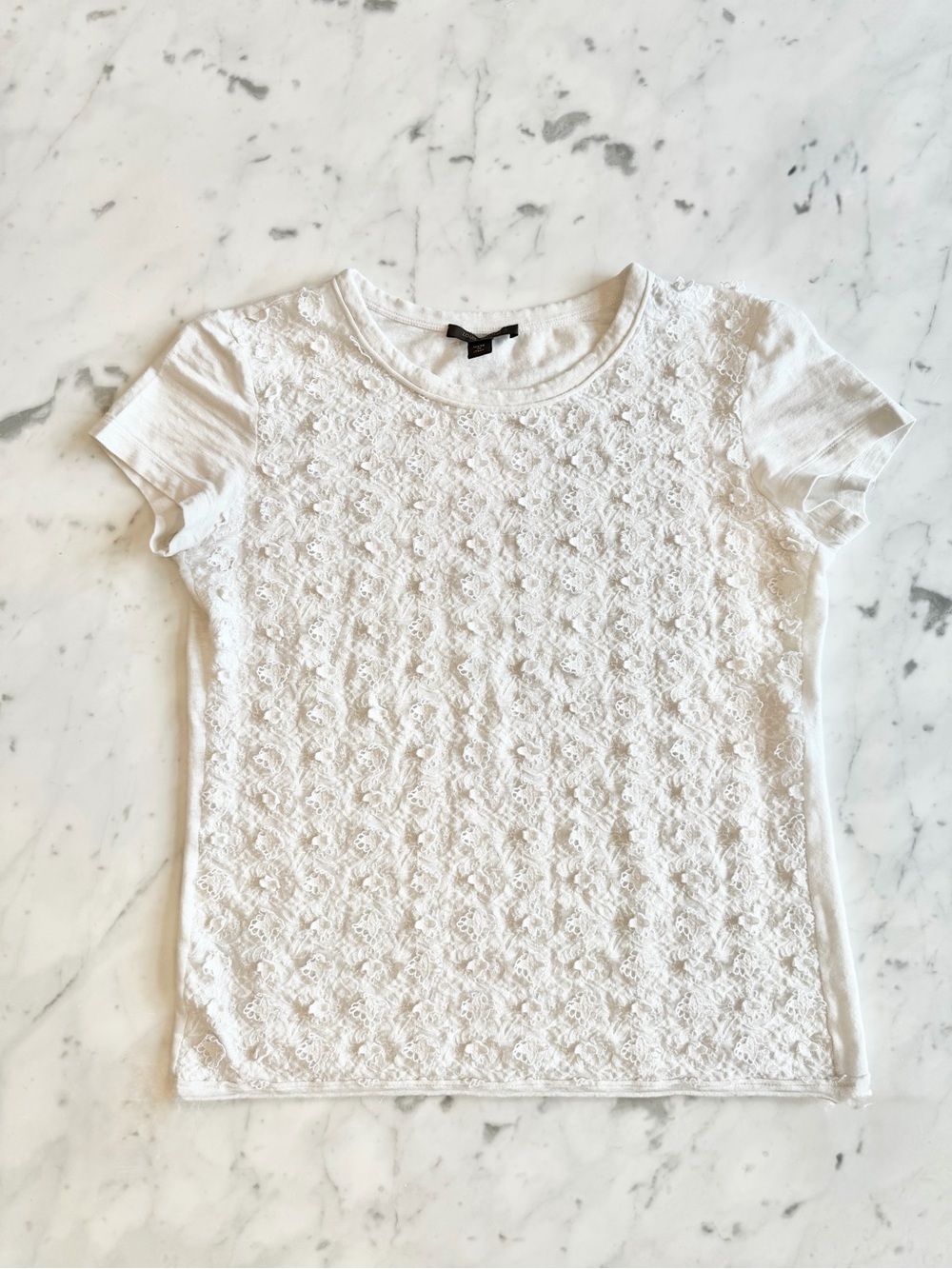 Preowned Authentic Louis Vuitton White Textured Short-Sleeve Top Size Medium - Picture 6 of 6